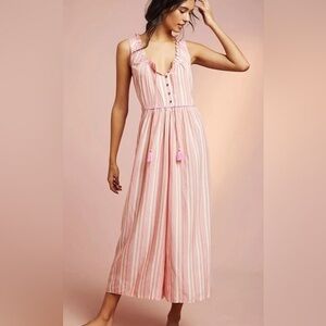 Anthropologie Pink Striped Jumpsuit